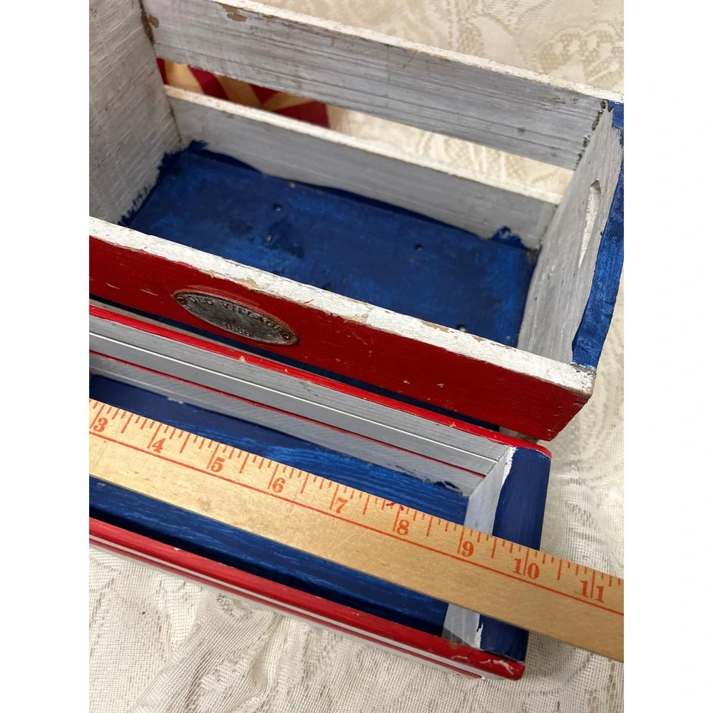 Patriotic Folk Art Hand Painted Small Wooden Crates July 4th‎ Americana Decor
